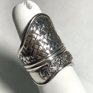 Sarda 925 Sterling Silver Basket Weave Ring Resizable
